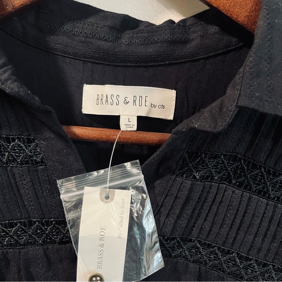 New Brass and Roe by Called to Surf Black Addy Tiered Dress Knee Length Sz Large - Picture 5 of 6